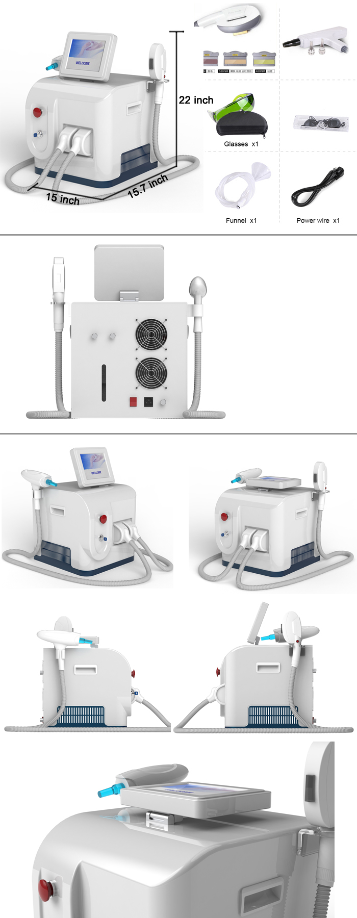 Cavs108 IPL hair removal ND yag laser tattoo removal machine